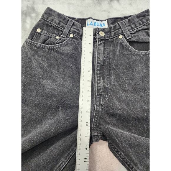 Vintage 90s L.A. Blues High Rise Mom Jeans Size 4 Washed Black Tapered Leg Denim - Picture 9 of 12